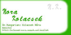 nora kolacsek business card